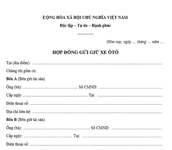 Hợp Đồng Giữ Xe Ô Tô Tháng: Mẫu Chuẩn & 10 Lưu Ý Pháp Lý Quan Trọng Hợp Đồng Giữ Xe Ô Tô Tháng: Mẫu Chuẩn & 10 Lưu Ý Pháp Lý Quan Trọng