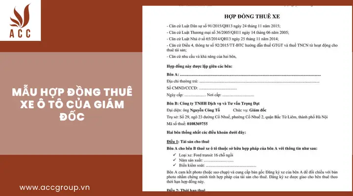 Hợp Đồng Thuê Xe Ô Tô Của Giám Đốc Hợp Đồng Thuê Xe Ô Tô Của Giám Đốc