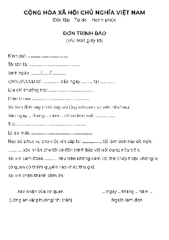 Mất Đăng Ký Xe Ô Tô