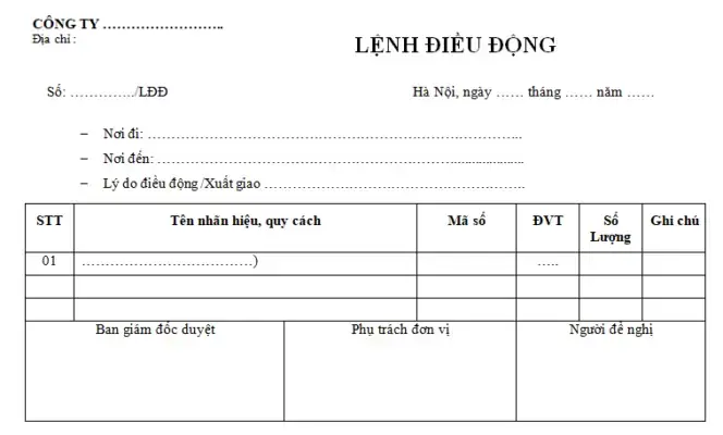Biểu Mẫu Lệnh Điều Xe Ô Tô: Cách Tạo & Sử Dụng Hiệu Quả Biểu Mẫu Lệnh Điều Xe Ô Tô: Cách Tạo & Sử Dụng Hiệu Quả