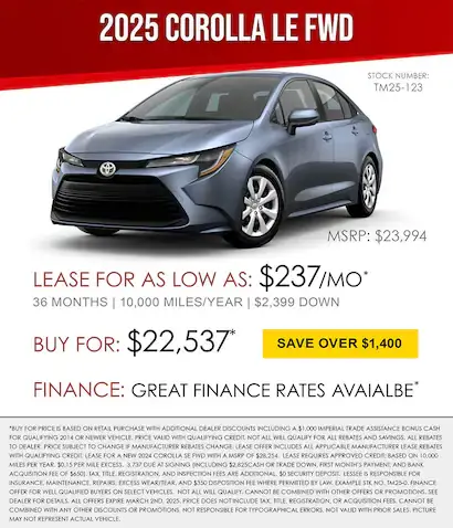 Toyota Lease Specials Toyota Lease Specials