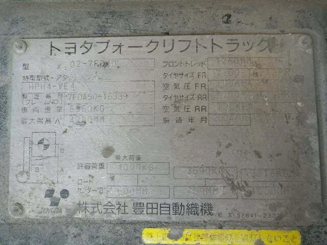 Toyota 02-7fd40 Specs Toyota 02-7fd40 Specs