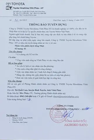 Toyota Vinh Tuyển Dụng Toyota Vinh Tuyển Dụng