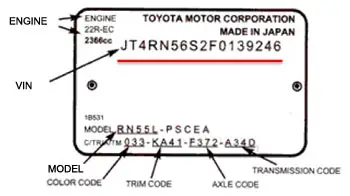 Vin Code Toyota Vin Code Toyota