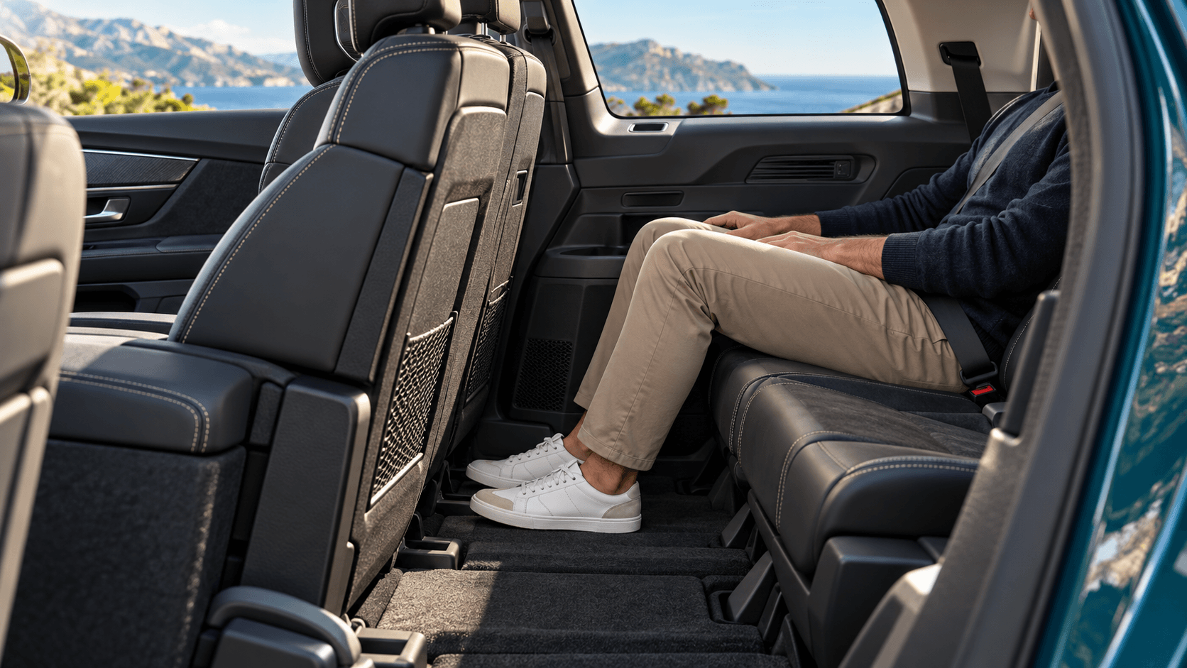 Khoảng để chân hàng ghế thứ 3 Peugeot 5008 khi người lớn ngồi ở vị trí cuối