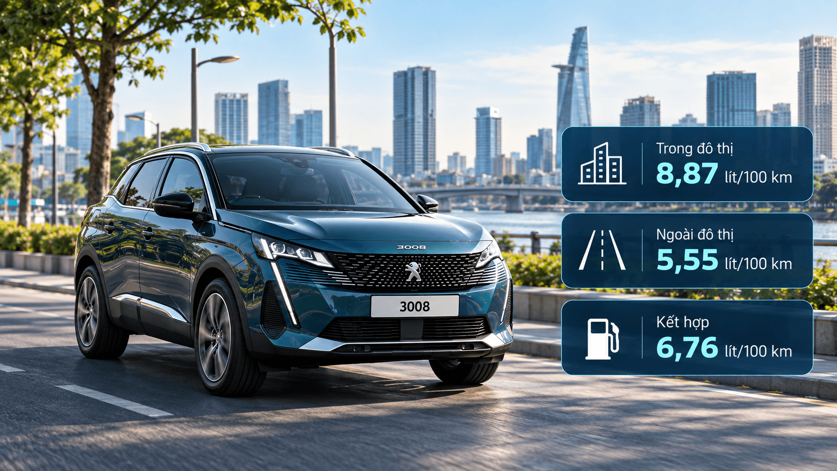 Mức tiêu hao nhiên liệu Peugeot 3008 trong đô thị, ngoài đô thị và kết hợp