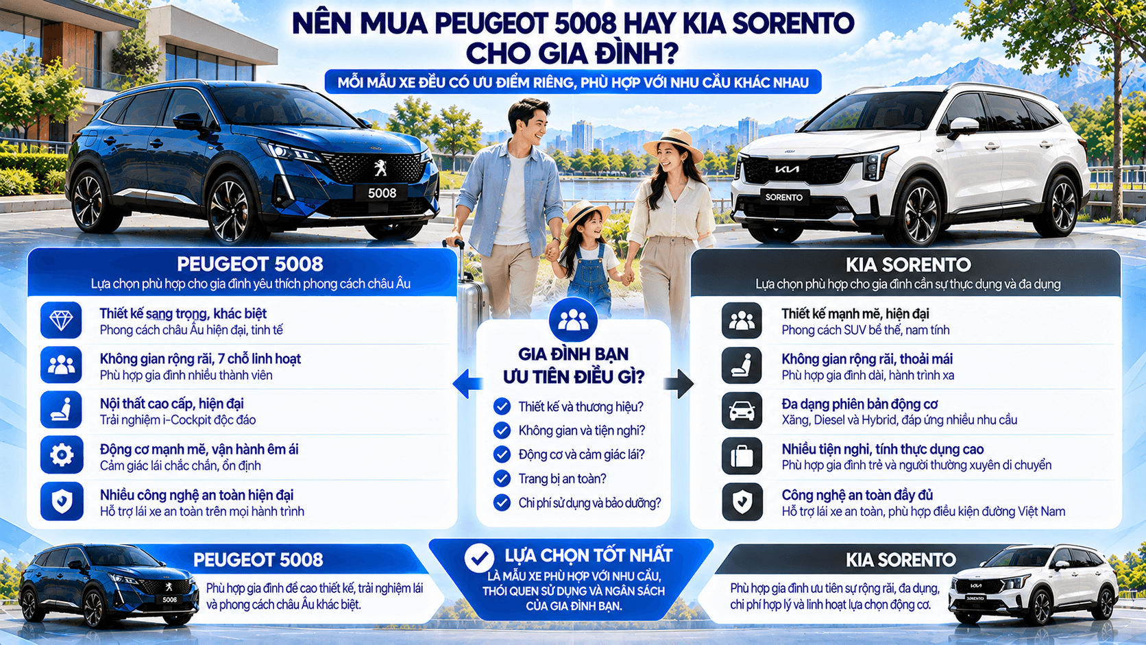 Nên mua Peugeot 5008 hay Kia Sorento