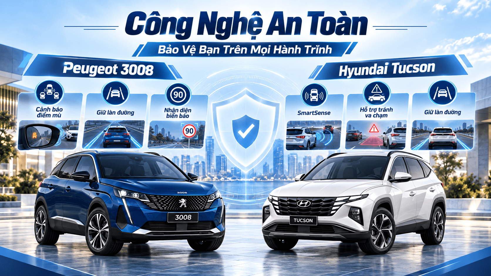Công nghệ an toàn Peugeot 3008 và Hyundai Tucson