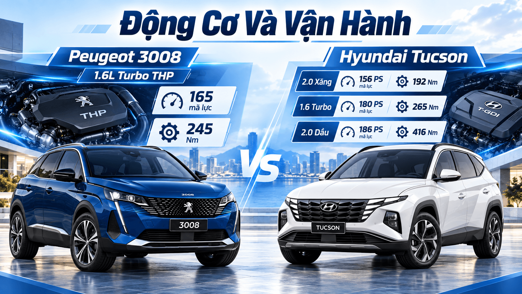 Động cơ Peugeot 3008 và Hyundai Tucson