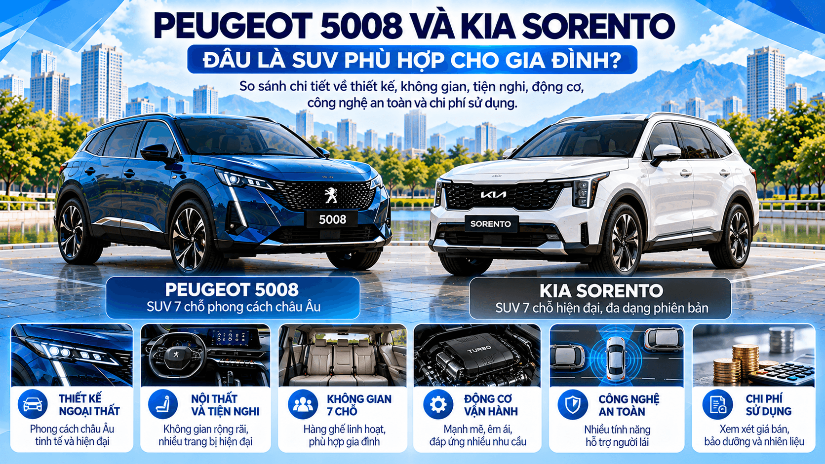So sánh Peugeot 5008 và Kia Sorento