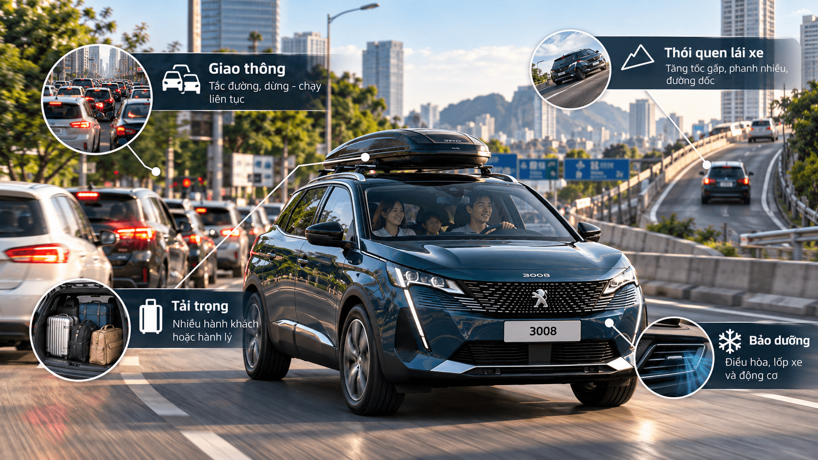 Các yếu tố ảnh hưởng đến mức tiêu hao xăng Peugeot 3008 khi vận hành